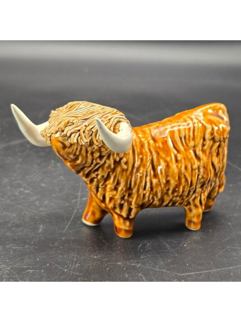 Vintage Ceramic Highland Cow Figurine Handcrafted In Scotland VL5037